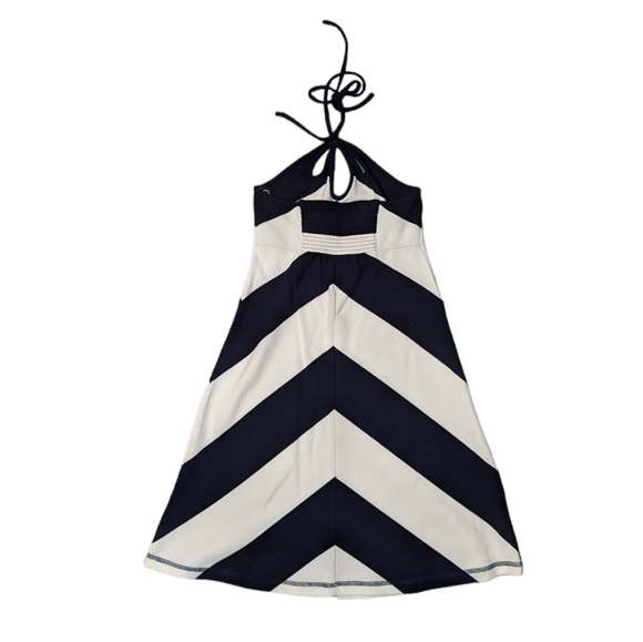 NWT Anthropologie Saturday Sunday Chevron  Nautical Halter Cut Out Mini Dress - Picture 7 of 11